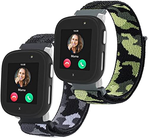 Polyjoy Pack of 2 Children's Nylon Bracelets Compatible with Xplora X6 Bracelet Kids Smartwatch Girls Boys Soft Adjustable Replacement Bands for Xplora X6 Play/Xplora X6 Pro Nylon No gemstone