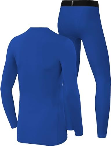 PowerLayer Skins For Boys Kids Base Layer Thermal Long Sleeve Top & Tights Football Compression Set