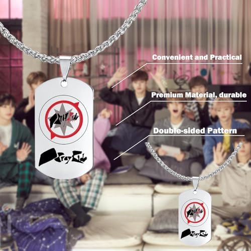 PQKL-party Stray Kids Necklace Skzoo Necklace StrayKids Dog Tag Necklaces Stra Kids Pendant Necklaces Straykids Merch Ideal For Fans