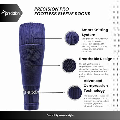 Precision Unisex Kids Plain Pro Footless Sleeve Socks Junior Football Socks (pack Of 1)