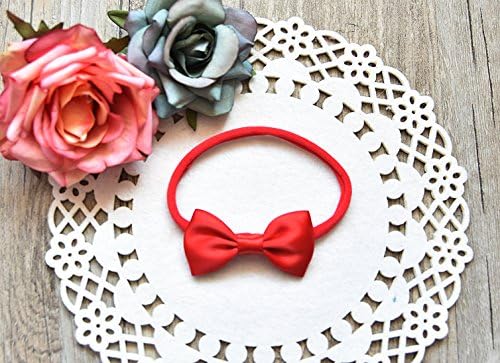 PrettyBoutique Baby Girls Satin Bow Soft Skinny Elastic Nylon Headband Hair Band Accessories