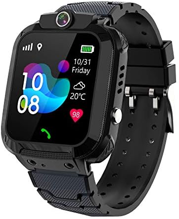 PTHTECHUS S12 Kids Smartwatch Band - Children's Watch Strap + Charging Cable For S12 Smart Watches Width 16mm (Black)