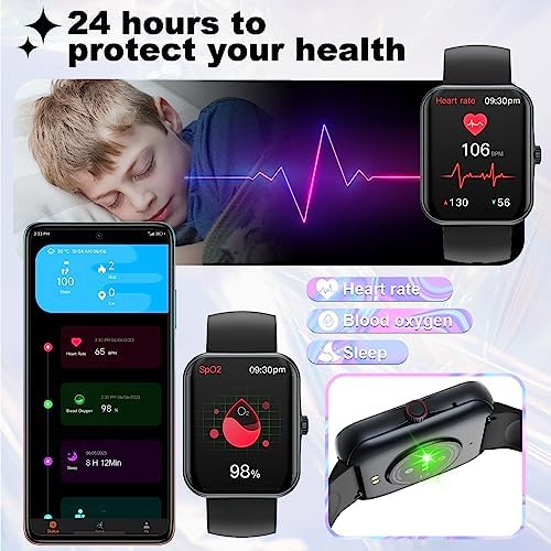PTHTECHUS Smart Watch For Kids Fitness Tracker Smart Watch With Bluetooth Call Voice Assistant 100 Sports Modes Sleep Monitor Pedometer Sport Watch For IOS Android