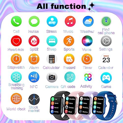 PTHTECHUS Smart Watch For Kids Fitness Tracker Smart Watch With Bluetooth Call Voice Assistant 100 Sports Modes Sleep Monitor Pedometer Sport Watch For IOS Android