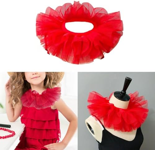 Pumpumlia Toddler Girls Adjustable Clown Mesh Neck Ruff 3 Layers Tulle Ruffle Collar Shawl For Prom And 1920s Themed Celebration Clown Cosplay Accessory