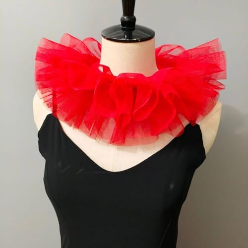 Pumpumlia Toddler Girls Adjustable Clown Mesh Neck Ruff 3 Layers Tulle Ruffle Collar Shawl For Prom And 1920s Themed Celebration Clown Cosplay Accessory
