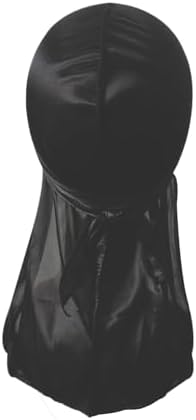 PUOKOTUL 2 X Durag Turban Headwraps With Long Tail For Children Unisex Silk Hat Headbands Wide Straps For Children Nior One Size