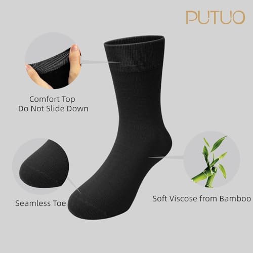 PUTUO Boys Girls School Socks: Soft Viscose From Bamboo – Seamless & Breathable – Kids Crew Socks For Children Aged 2-14 Years Everyday 5 Pairs