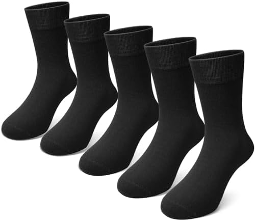 PUTUO Boys Girls School Socks: Soft Viscose from Bamboo – Seamless & Breathable – Kids Crew Socks for Children Aged 2-14 Years Everyday 5 Pairs