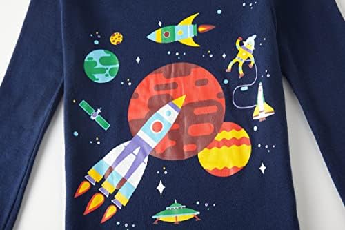 Pyjamas For Boys Dinosaurs Rockets Shaks Truck Long Sleeve 4-Piece Sleepwear 2-14 Years Pajama Set