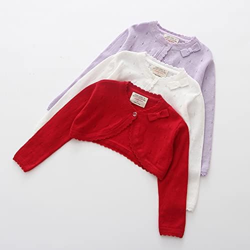 PythJooh Baby Girl Long Sleeve Bolero Shrug Cardigan Kids One-Button Knitted Bolero Sweatshirt Coats 1-9Years