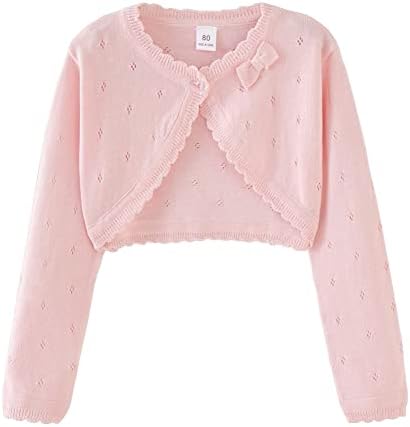 PythJooh Baby Girl Long Sleeve Bolero Shrug Cardigan Kids One-Button Knitted Bolero Sweatshirt Coats 1-9Years