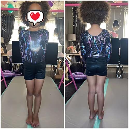PythJooh Girls Dance Shorts Little Girls Sparkle Glitter Gymnastics Shorts Metallic Athletic Dancewear Shorts 3-14 Years