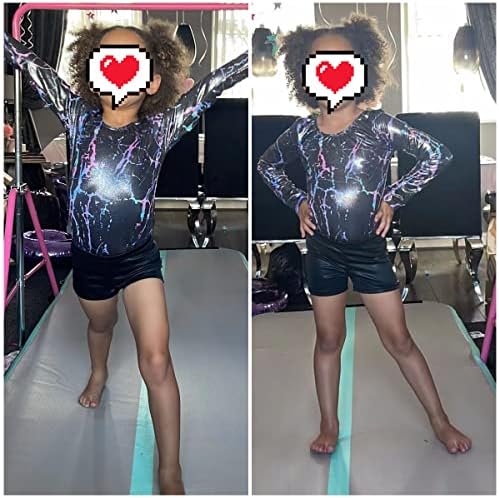 PythJooh Girls Dance Shorts Little Girls Sparkle Glitter Gymnastics Shorts Metallic Athletic Dancewear Shorts 3-14 Years