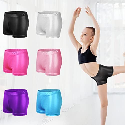 PythJooh Girls Dance Shorts Little Girls Sparkle Glitter Gymnastics Shorts Metallic Athletic Dancewear Shorts 3-14 Years