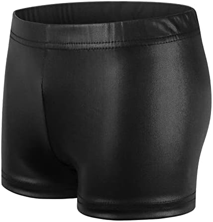 PythJooh Girls Dance Shorts Little Girls Sparkle Glitter Gymnastics Shorts Metallic Athletic Dancewear Shorts 3-14 Years