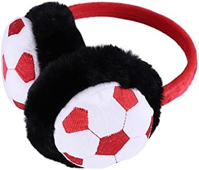Qchomee Kids Cute Football EarMuffs Boys Girls Ear Warmers Plush Furry Ear Cover Windproof Ear Hamburg Headband Fashion Adjustable Ear Wrap Christmas Birthday Gifts for Child Boys Girls