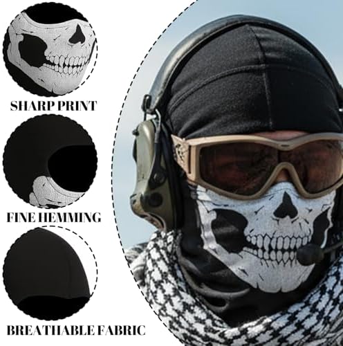 QhgPnt 2 Ghostface Masks Skull Balaclava For Cosplay Skull Mask Outdoor Sports Tactical Gear Halloween Winter Skiing Motorcycling Full Face Cover Black