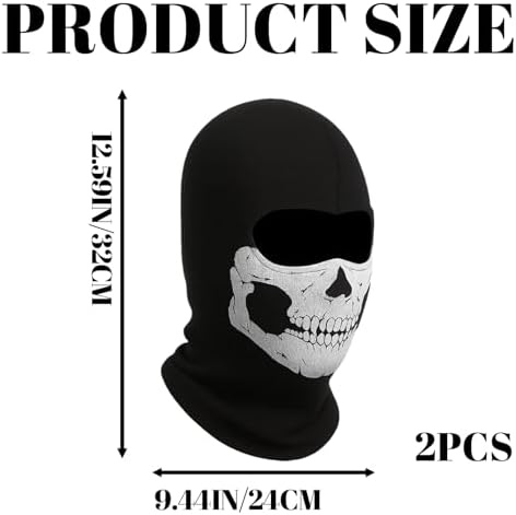 QhgPnt 2 Ghostface Masks Skull Balaclava For Cosplay Skull Mask Outdoor Sports Tactical Gear Halloween Winter Skiing Motorcycling Full Face Cover Black