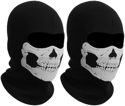QhgPnt 2 Ghostface Masks Skull Balaclava for Cosplay Skull Mask Outdoor Sports Tactical Gear Halloween Winter Skiing Motorcycling Full Face Cover Black