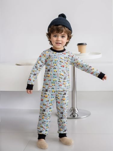 QHKEPW Boys Pyjamas Digger Monster Truck Dinosaur Kids Toddler Pjs Sets Cotton Long Sleeve Sleepwear 2 Piece Clothes Outfits Winter Nightwear 1-7 Years