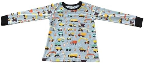 QHKEPW Boys Pyjamas Digger Monster Truck Dinosaur Kids Toddler Pjs Sets Cotton Long Sleeve Sleepwear 2 Piece Clothes Outfits Winter Nightwear 1-7 Years