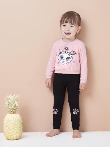 QHKEPW Girls Outfits Set Kids Clothes Cat Rainbow Love Heart Toddler Clothing Long Sleeve Sweatshirt T-Shirt Tops Leggings Trousers Round Neck 1-9 Years Old