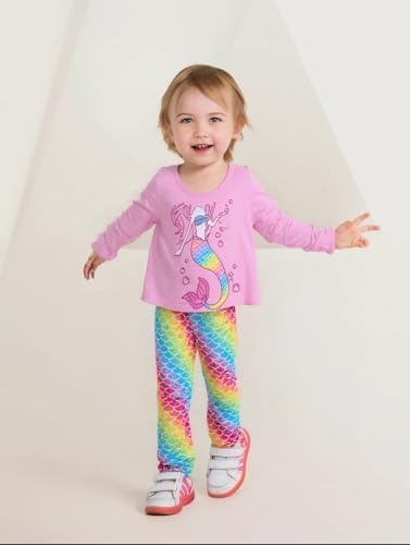 QHKEPW Girls Pyjamas Unicorn Dinosaur Mermaid Cat Kids Toddler Pjs Sets Cotton Long Sleeve Sleepwear 2 Piece Clothes Outfits Winter Nightwear 1-7 Years