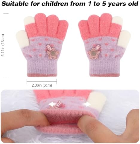 QKURT 3 Pairs Kids Magic Gloves Toddler Warm Gloves Colorful Crystal Sand Glove Soft Thermal Glove Good Stretch Children's Full Finger Mittens With Novel Star Pattern For 1-5 Years Girls Boys