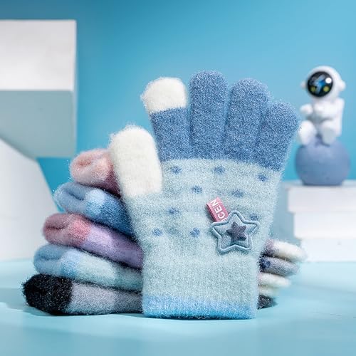 QKURT 3 Pairs Kids Magic Gloves Toddler Warm Gloves Colorful Crystal Sand Glove Soft Thermal Glove Good Stretch Children's Full Finger Mittens With Novel Star Pattern For 1-5 Years Girls Boys