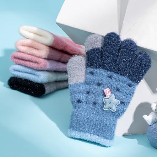 QKURT 3 Pairs Kids Magic Gloves Toddler Warm Gloves Colorful Crystal Sand Glove Soft Thermal Glove Good Stretch Children's Full Finger Mittens With Novel Star Pattern For 1-5 Years Girls Boys