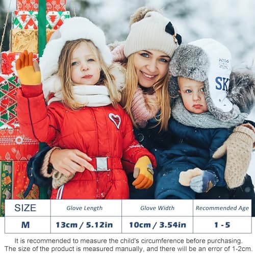 QKURT 3 Pairs Kids Magic Gloves Winter Knit Gloves Children Mitten Stretchy Full Finger Thermal Gloves Birthday Christmas Gloves For 1-5 Years Old Boys Girls