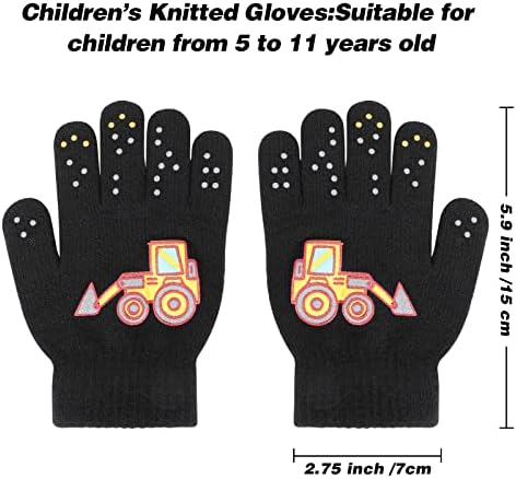 QKURT 6 Pairs Kids Gloves Winter Knit Magic Gloves Thermal Children Gloves Stretchy Full Finger Magic Gloves Birthday Christmas Car Gloves For 5-11 Years Old Boys Girls