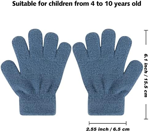 QKURT 6 Pairs Of Kids Winter Warm Gloves Solid Color Plush Children's Gloves Full Finger Winter Toddler Gloves Stretch Gloves For Boys And Girls Aged 4-10