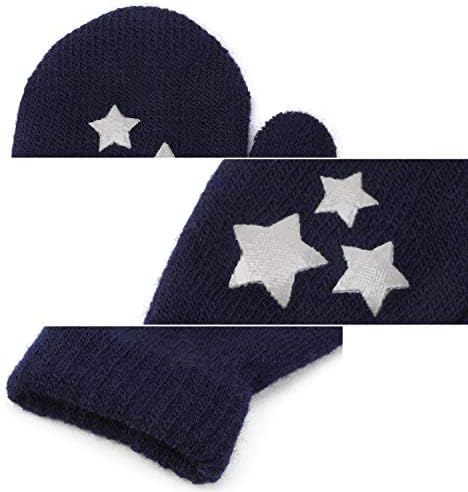 QKURT 6 Pairs Toddler Magic Stretch Mittens Unisex Knit Mitten Kids Mitten Winter Mittens Children Winter Gloves Warm Gloves For Boys Girls 1-4 Year Daily Wear