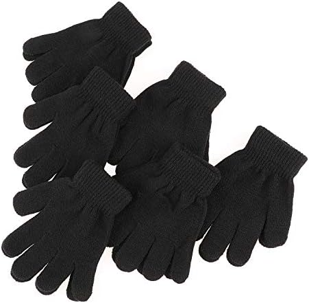 QKURT 6pcs Magic Stretch Gloves Full Finger Winter Knitted Magic Stretch Warm Gloves For 5~13 Year Old Kids Girls Boys