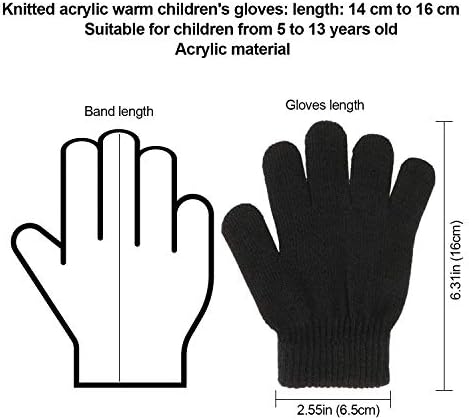 QKURT 6pcs Magic Stretch Gloves Full Finger Winter Knitted Magic Stretch Warm Gloves For 5~13 Year Old Kids Girls Boys