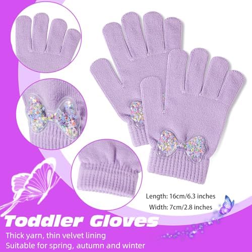 QKURT Girls Beanie Winter Hat And Mittens Set Warm Accessories For Toddler Knitted Cold Weather Kids Thermal Hat And Gloves
