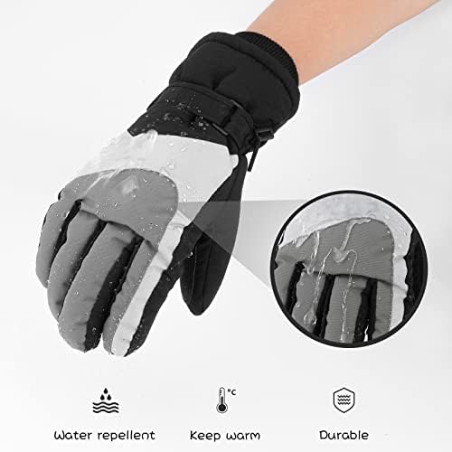 QKURT Kids Boys Ski Gloves Winter Waterproof Warm Fleece Gloves Snowproof Snowboard Glove Insulated Thermal Cold Weather Glove