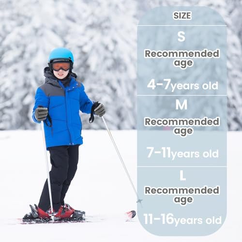 QKURT Kids Boys Ski Gloves Winter Waterproof Warm Fleece Gloves Snowproof Snowboard Glove Insulated Thermal Cold Weather Glove