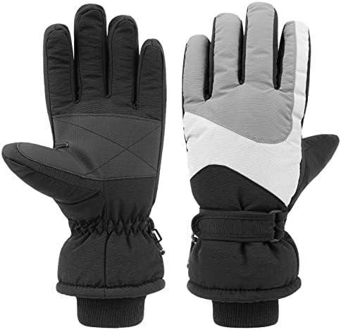 QKURT Kids Boys Ski Gloves Winter Waterproof Warm Fleece Gloves Snowproof Snowboard Glove Insulated Thermal Cold Weather Glove