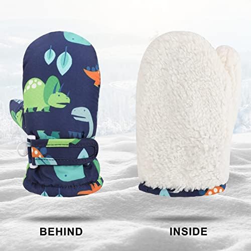 QKURT Winter Waterproof Kids Gloves Windproof Children Gloves Cold Weather Dinosaur Glove Snow Ski Toddler Glove For Boys Girls Aged 1-4 Years M:1-2Years L:2-4Years