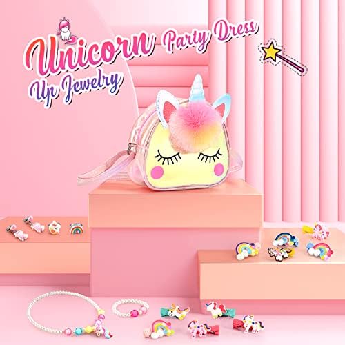 Qukir Unicorn Gifts: Crossbody Bag & Jewelry Set For Girls Age 3-10