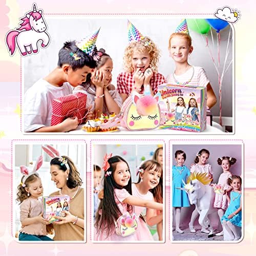 Qukir Unicorn Gifts: Crossbody Bag & Jewelry Set For Girls Age 3-10