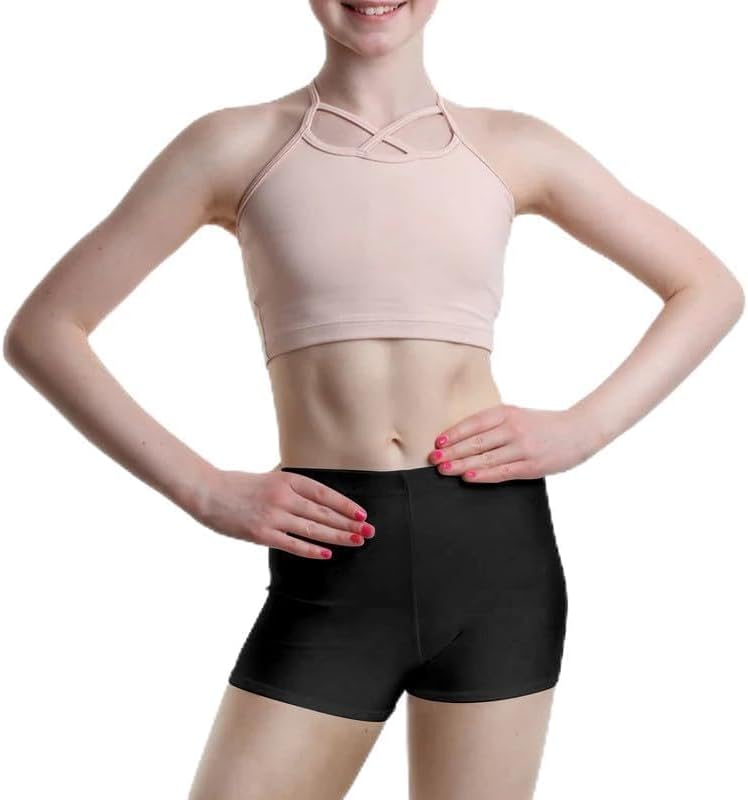 R&N FASHIONS - Girls Shiny Nylon Shorts - Hot Pants - High Waist – Plain - Stretchy – Comfortable Fit – Perfect For Yoga Ballet Gymnastics School Sportswear