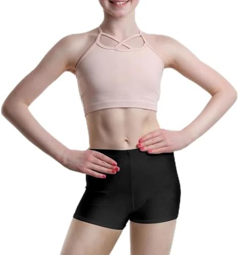 R&N FASHIONS - Girls Shiny Nylon Shorts - Hot Pants - High Waist – Plain - Stretchy – Comfortable Fit – Perfect for Yoga Ballet Gymnastics School Sportswear