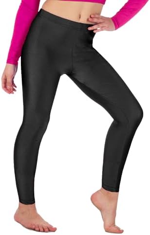 Re Tech UK - Girls' Shiny Stretchy Dance & Gymnastics Leggings – Footless - Elastic Sportswear for Kids - Great for Gymnastic Outfits - Many Colours to Choose
