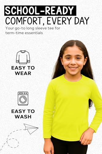 Re Tech UK - Kids Long Sleeve T Shirt For Boys And Girls Lightweight Crewneck Tee For Layering Or Everyday Wear Plain Stretchy Soft Touch Top For School Play Or Lounging