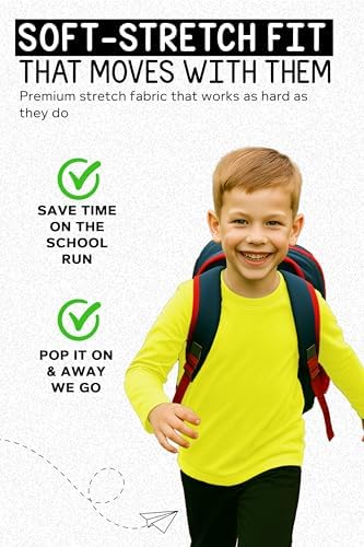 Re Tech UK - Kids Long Sleeve T Shirt For Boys And Girls Lightweight Crewneck Tee For Layering Or Everyday Wear Plain Stretchy Soft Touch Top For School Play Or Lounging