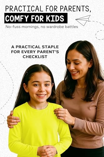 Re Tech UK - Kids Long Sleeve T Shirt For Boys And Girls Lightweight Crewneck Tee For Layering Or Everyday Wear Plain Stretchy Soft Touch Top For School Play Or Lounging